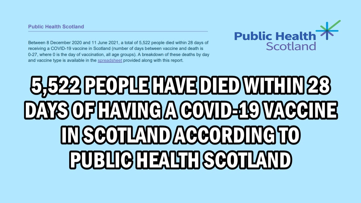 5,522 people have died within 28 days of having a Covid-19 Vaccine in Scotland according to Public Health Scotland - The Expose