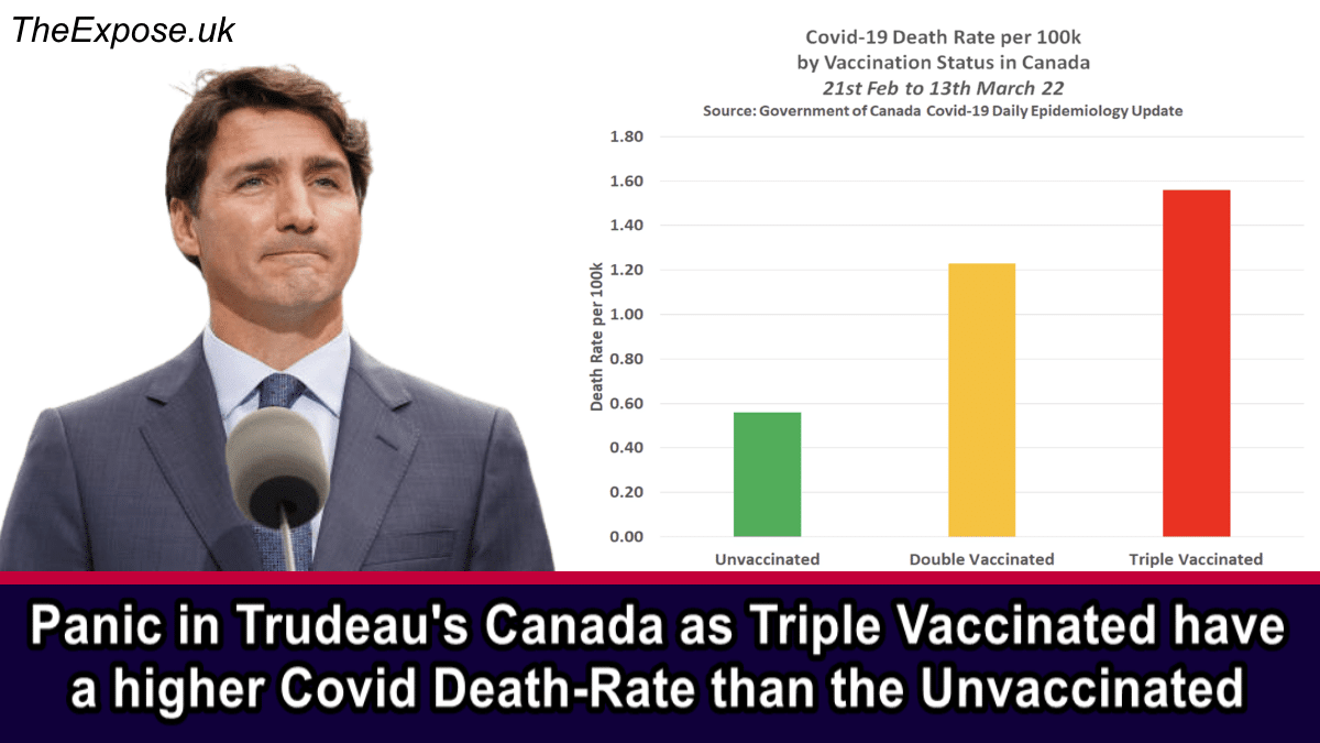 Panic in Trudeau’s Canada as Triple Vaccinated have a higher Covid Death-Rate than the Unvaccinated - The Expose