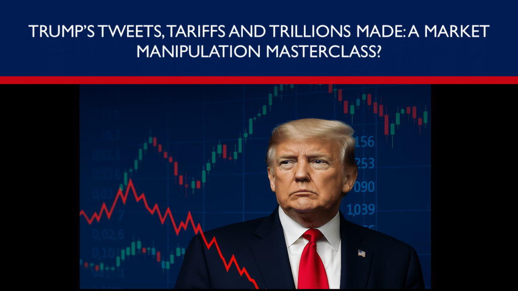 image of president trum0 with stock market graph behind him