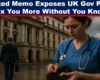 how sneaky uk government is secretly planning to tax workers billions more inside biggest tax grab 50 years leaked memo - The Expose A middle-aged nurse in blue scrubs stands outdoors in front of a large, historic UK government building on a cloudy day. She looks down with concern at the few coins in her brown wallet. In the background, a suited man carrying a briefcase walks away toward the building, his figure blurred, creating a sense of distance and detachment. The wet pavement and overcast sky add to the sombre, uneasy mood.