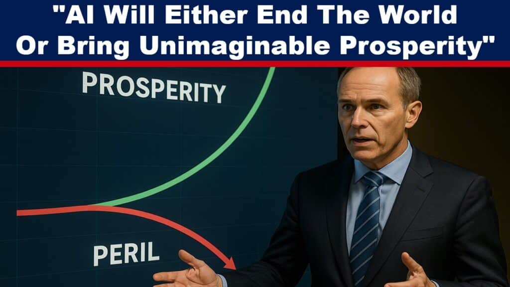 Expose News: Economist discusses AI's impact, pondering if it will bring peril or prosperity. Chart shows paths to a bright future or risky end.