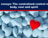 Expose News Dive into enlightening essays! Discover the central control of body, soul, and spirit with a bold pop of red among soothing blue hearts.