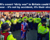 Expose News Protest drama unfolds as police face a crowd in Britain, with tensions high and a Union Jack-draped figure. Could this spark a civil confrontation?