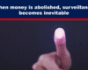 Expose News: Finger touches digital fingerprint, highlighting "When money is abolished, surveillance becomes inevitable." A peek into a cashless, watchful world!