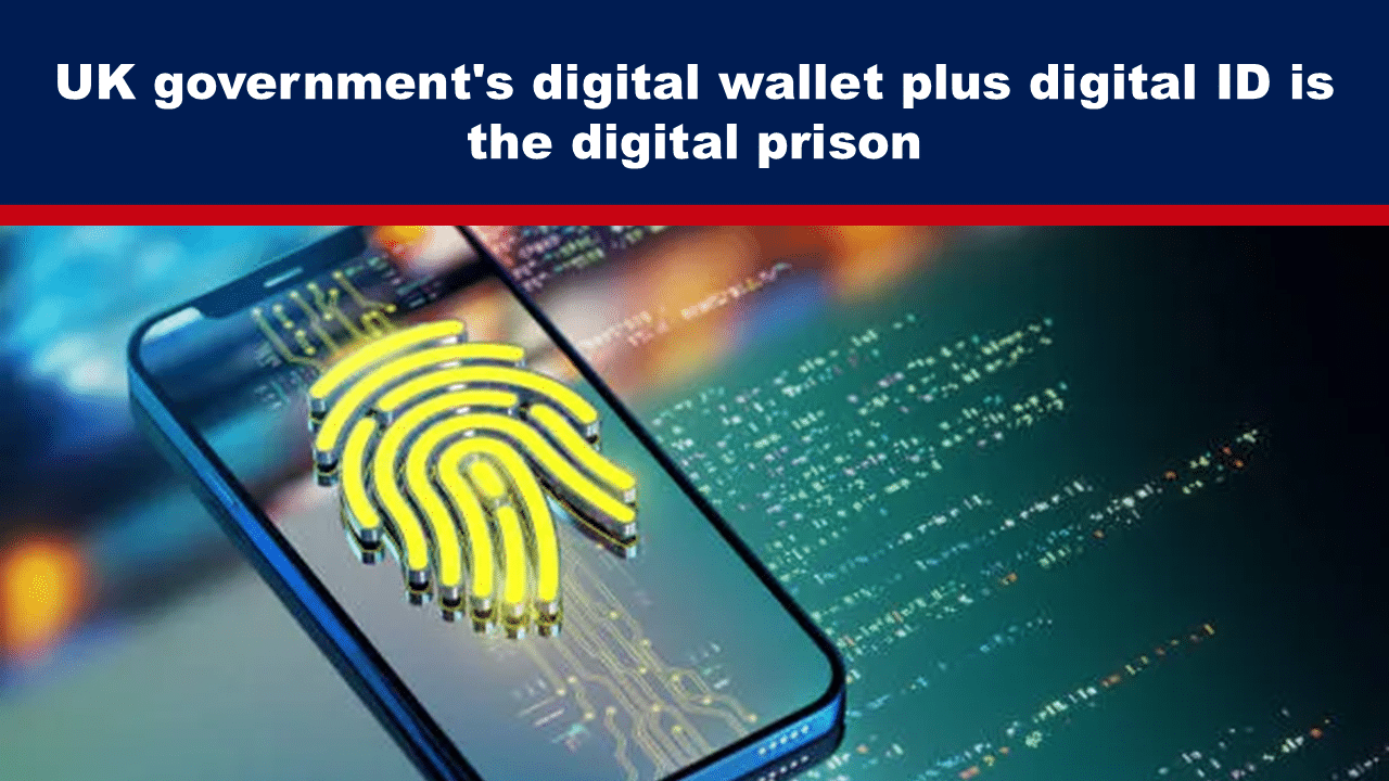 Expose News: Smartphone with a digital fingerprint, highlighting concerns over the UK government's digital wallet and digital ID as a modern digital prison.