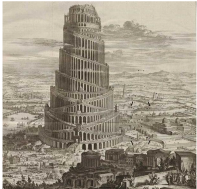 Expose News: Ancient Tower of Babel spirals skyward, symbolizing a cautionary tale for our times—a lesson in ambition and unity gone awry!