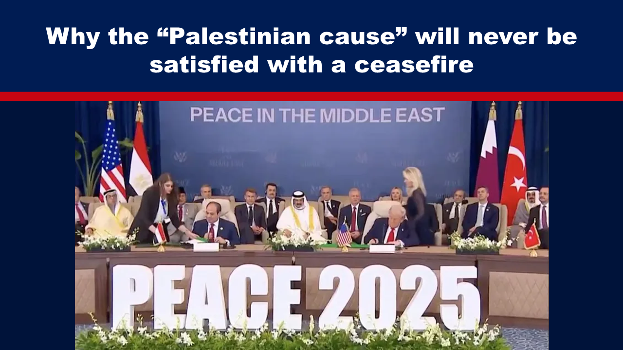 Expose News: Leaders discuss Middle East peace at a conference table. Why the “Palestinian cause” won’t settle just for a ceasefire headline above.