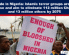 Expose News: Protesters holding a sign calling for an end to the violence in Nigeria, amid fears of genocide by Islamic terror groups targeting Christians.