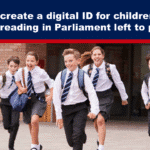 Expose News: Cheerful kids in uniforms dash forward, excited as the UK bill on digital ID for children nears its final Parliament reading.