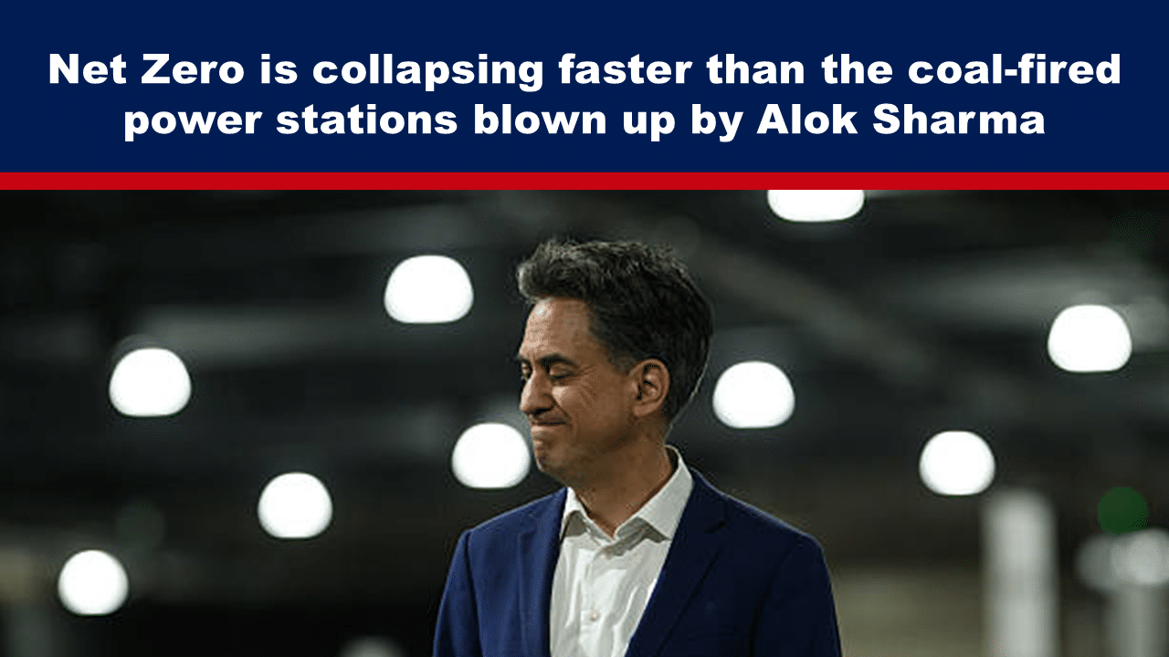 Expose News: Net Zero crumbling quickly, just like Alok Sharma's coal power blasts! Figures looking thoughtful against a blurred, lit-up background.