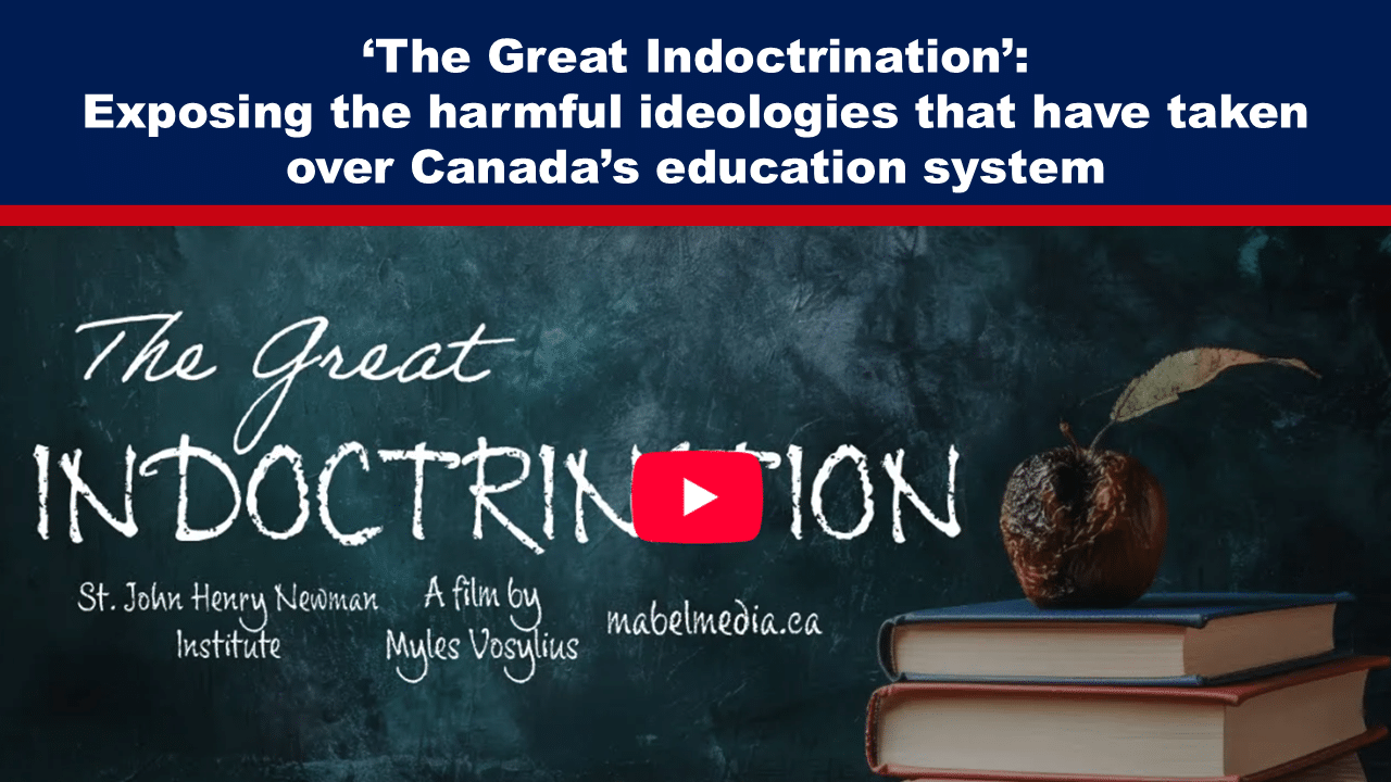 Expose News: The Great Indoctrination: Unveiling harmful ideologies in Canada's education system with a decayed apple and books, sparking debate.