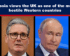 Expose News: Russia considers the UK a top hostile Western country, highlighting growing tensions in this eye-catching image with key figures.