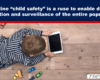 Expose News: Child using tablet sparks debate on online child safety and data surveillance.