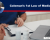 Video thumbnail: title 'Coleman’s 1st Law of Medicine' with a doctor writing on a clipboard at a desk, laptop nearby and medicines on the table.