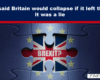 Headline reads: 'They said Britain would collapse if it left the EU; it was a lie' over a Brexit-themed puzzle image with EU stars.