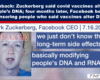 Video thumbnail claiming vaccines alter DNA; shows a man's portrait with a red LEAKED stamp and blue text blocks about long-term DNA/RNA effects.