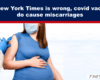 Banner stating a vaccine misinformation claim; a pregnant woman is vaccinated by a clinician in PPE.