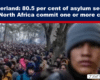 Headline image: 'Switzerland: 80.5 per cent of asylum seekers from North Africa commit one or more crimes' over a dark blue bar with a red line, with a crowded outdoor scene and a 'THE EXPOSÉ' watermark.